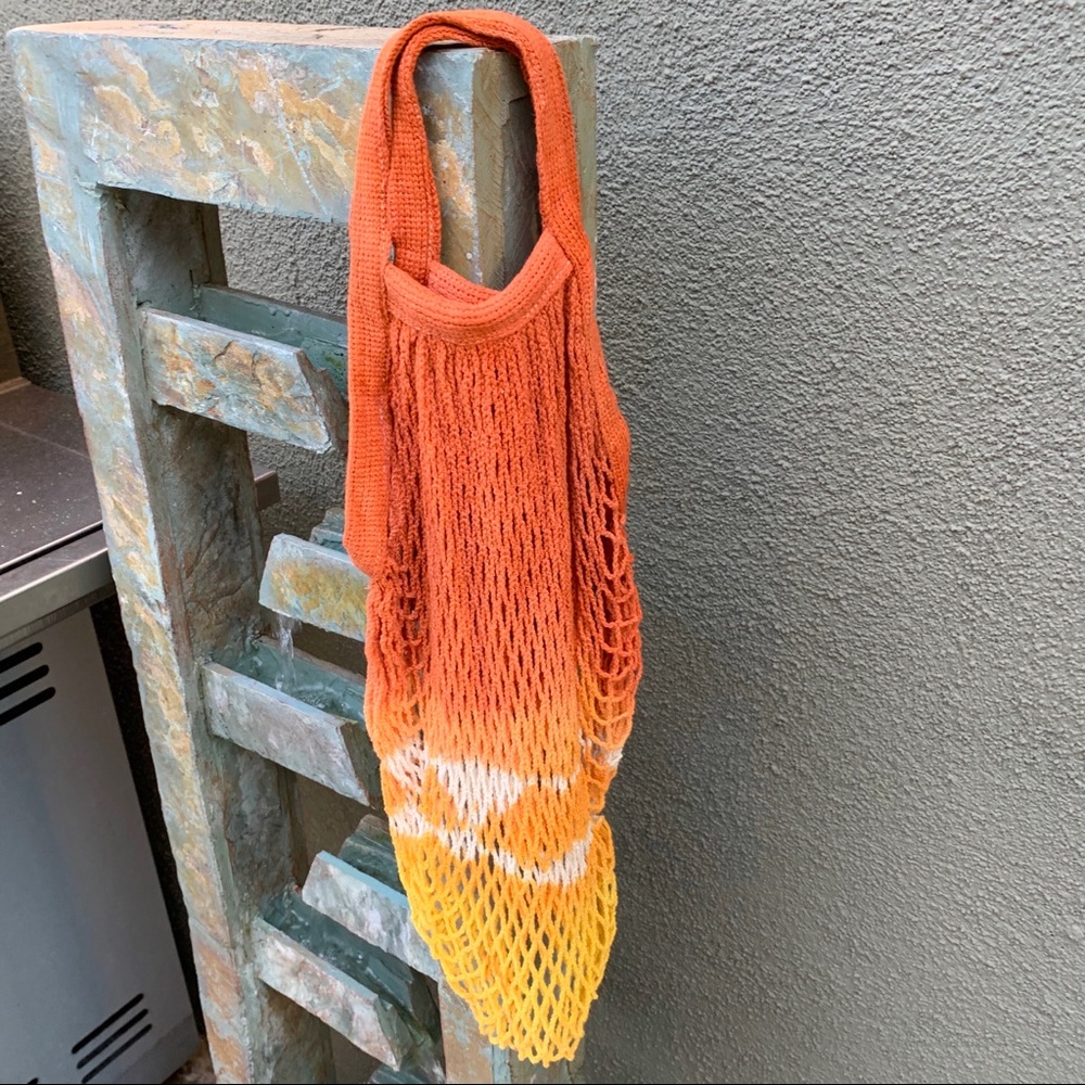 ✨HAND DYED FRENCH MKT STRING NET BAG SHORT HANDLE - Picture 2 of 7